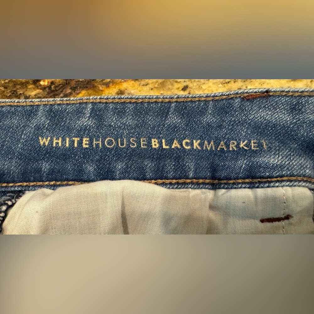 White House Black Market The Skimmer Jeans Faux Leather Trim Ankle Zip Size 4 - Picture 11 of 15
